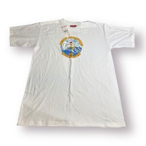 Quiksilver Graphic T-Shirt Size‎ Boys Large White Shirt Retro 100% Cotton Skater